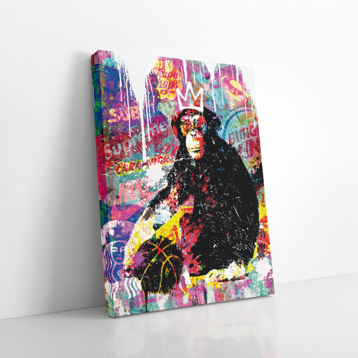 Tableau pop art singe marques