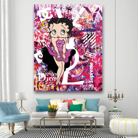 Tableau Pop Art Betty Boop et vos marques de luxe Tableau Pop Art Betty Boop et vos marques de luxe