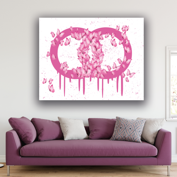 Tableau Pop Art papillons roses 2