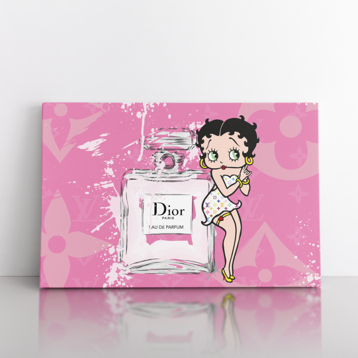 Tableau Betty Boop parfum rose et gris