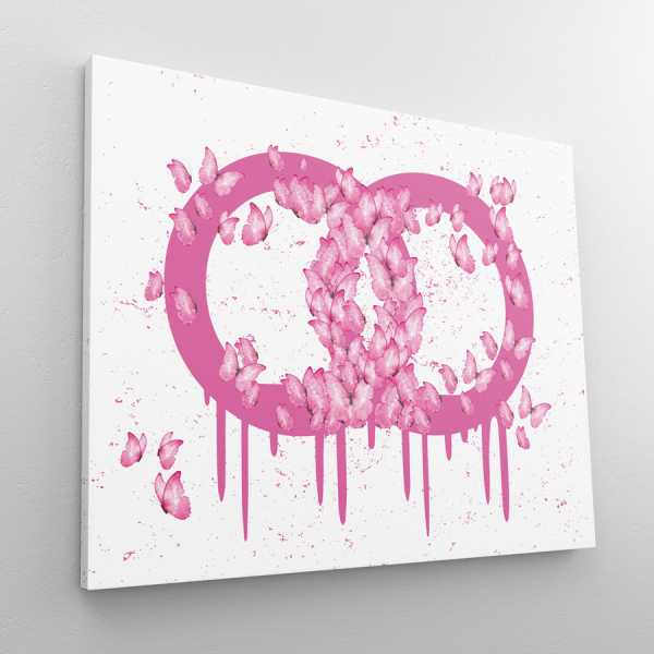 Tableau Pop Art papillons roses