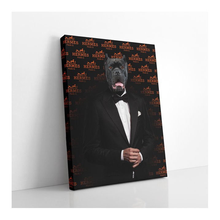 Tableau Chien costume Hermes - Tableau PopArt