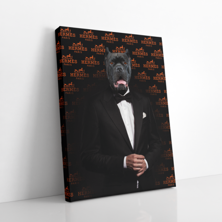 Tableau Chien costume Hermes - Tableau PopArt