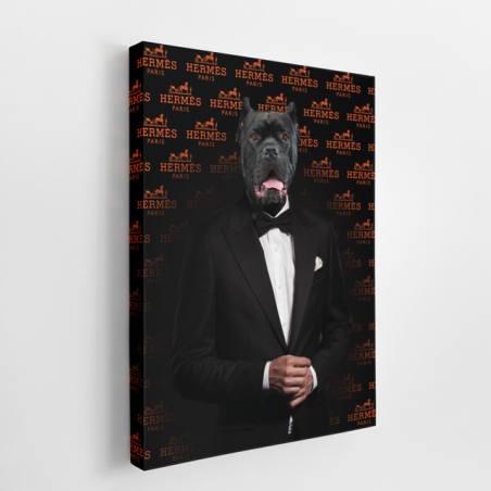 Tableau Chien costume Hermes - Tableau PopArt