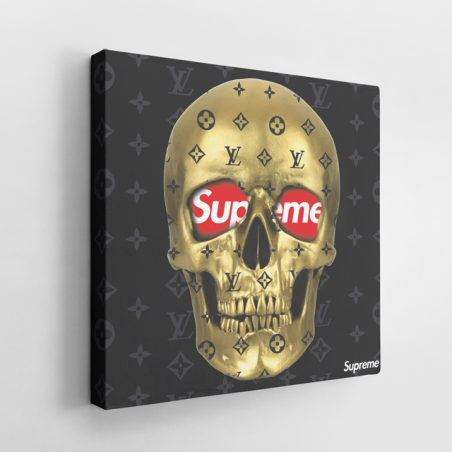 Tableau Crâne Or Tête de mort Supreme - Tableau PopArt