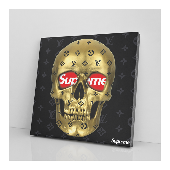 Tableau Crâne Or Tête de mort Supreme - Tableau PopArt