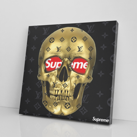 Tableau Crâne Or Tête de mort Supreme - Tableau PopArt