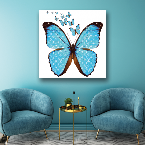 Tableau Papillon Vuitton bleu - Tableau PopArt 2