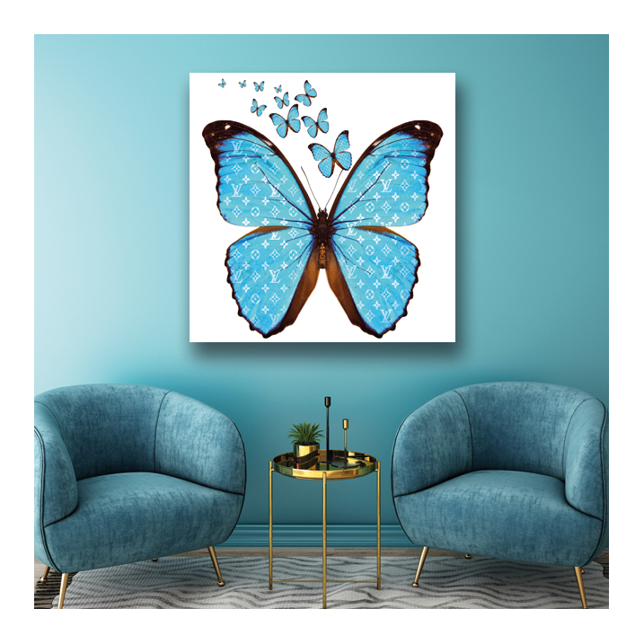 Tableau Papillon Vuitton bleu - Tableau PopArt
