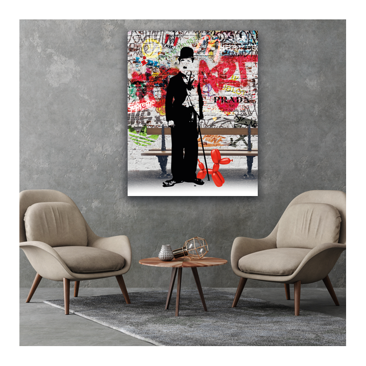 Tableau Charlie Chaplin Graffiti - Tableau PopArt