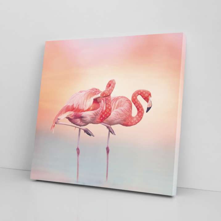Tableau Pop Art Flamants roses Vuitton